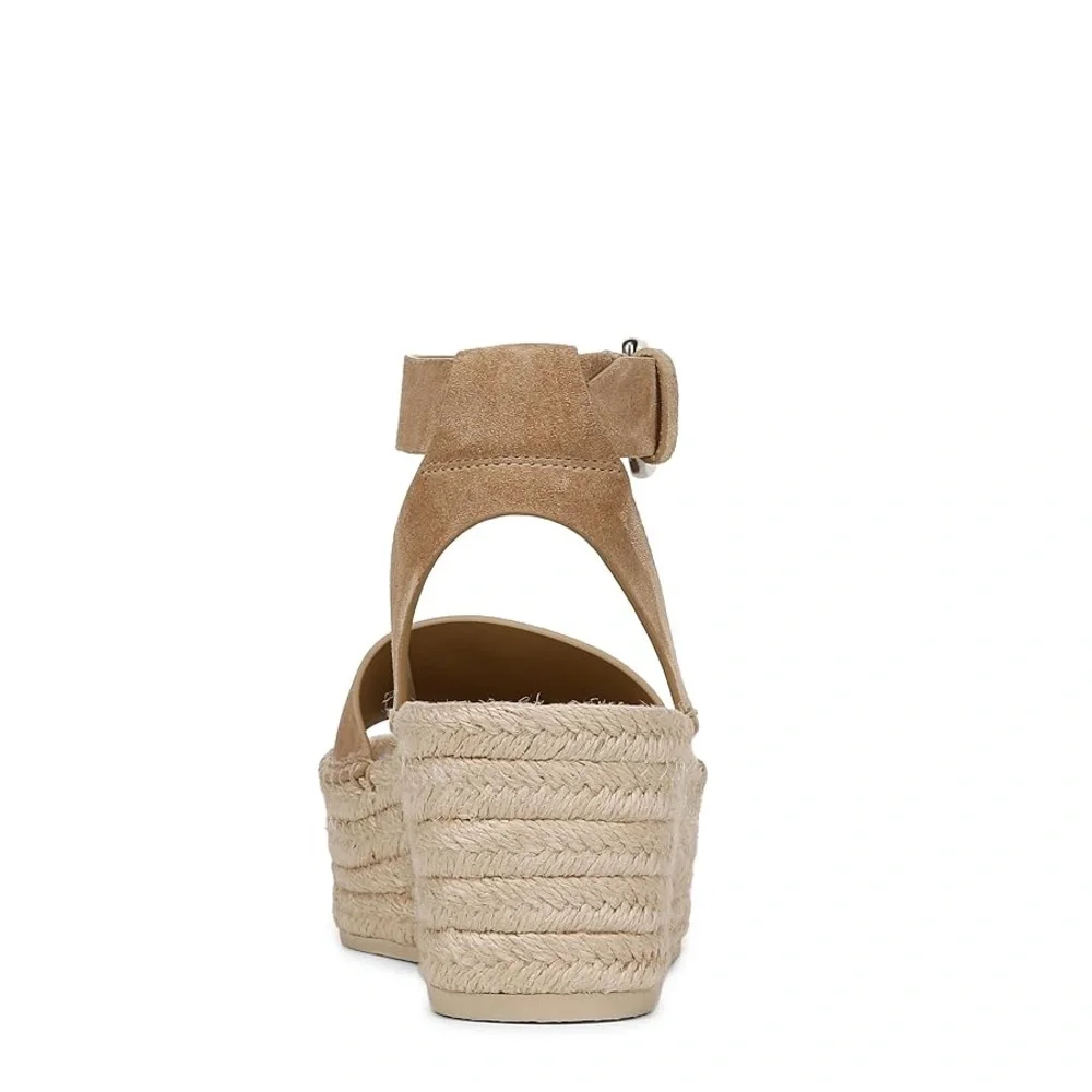 VINCE Women's Classic Espadrille Wedge Sandal Color: Dune Tan Leather size 8